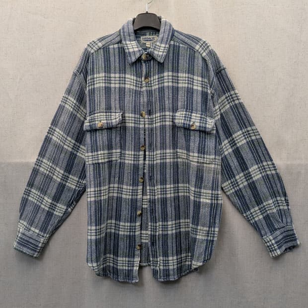 Jordache 체크 남방 셔츠 블루 M