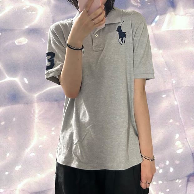 폴로 랄프로렌 신형 빅포니 치프키프 넘버 로고 반팔 카라 티셔츠 그레이 