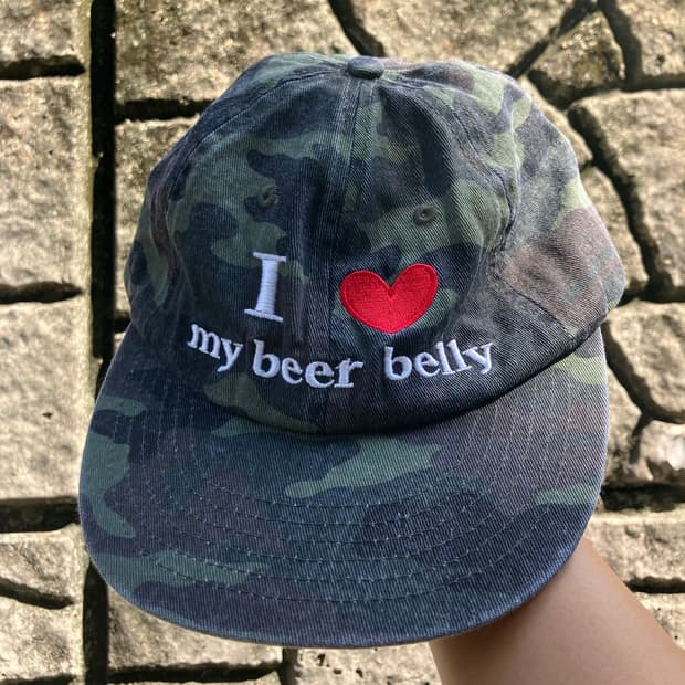 마스컴퍼니 i love my beer belly 카모 6패널캡 볼캡 모자