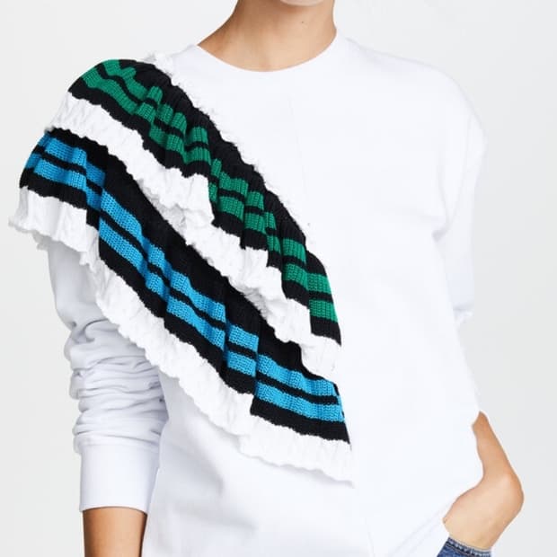 MSGM 엠에스지엠 프릴 니트 블랙 긴팔 티셔츠 44~66