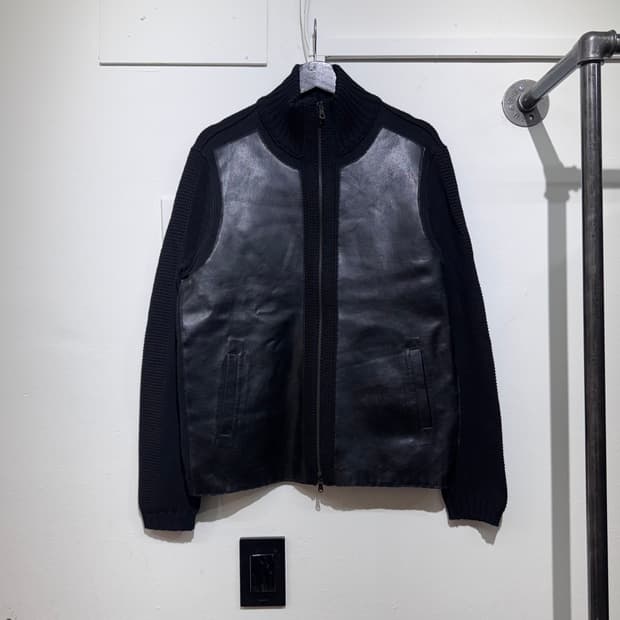 엠포리오 아르마니 레더 니트 집업