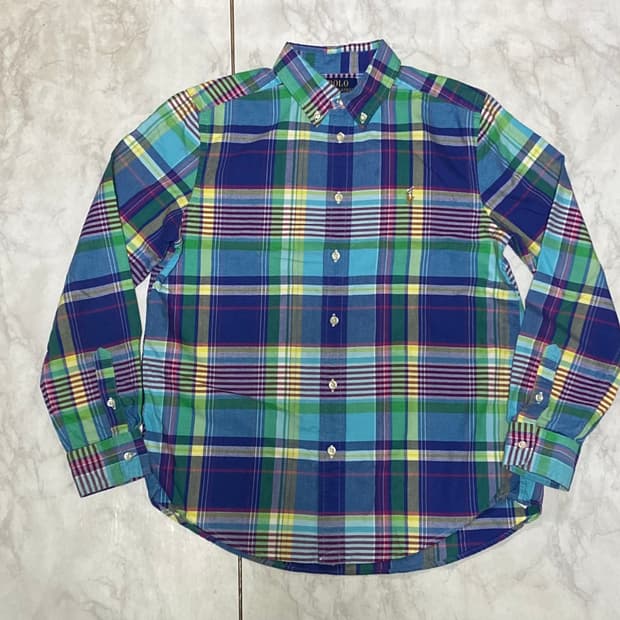 폴로 패치 체크 셔츠 사이즈 여성 100