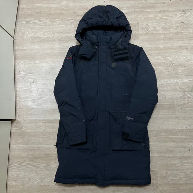 코오롱 스포츠 윈드스토퍼 구스다운 800 후드 롱패딩 [블랙] M/95