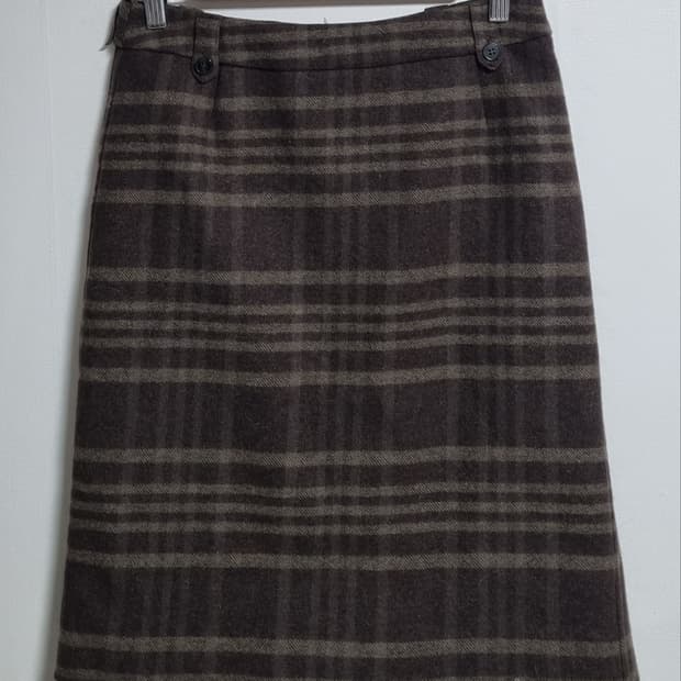 64) 막스마라 브라운 체크 울 스커트 (정품)