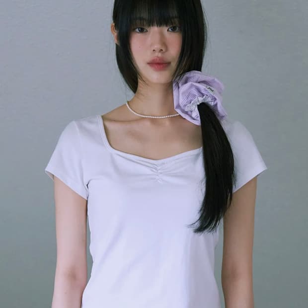 Fad 에프에이디 스퀘어넥 반팔 티셔츠