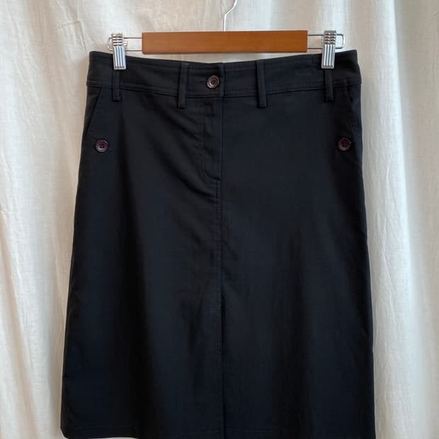 MORGAN 블랙 프론트슬릿 스커트(28-29)