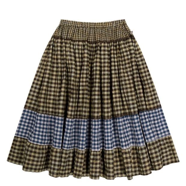 코이세이오 모리 체크 스커트 브라운
