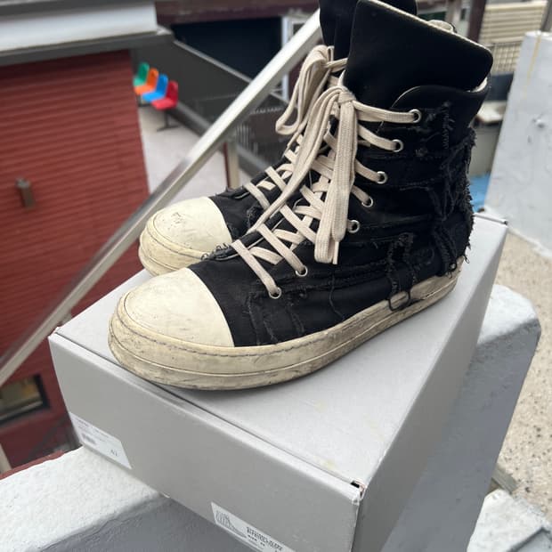 릭오웬스 라몬즈 slash slashed sneaks 42size