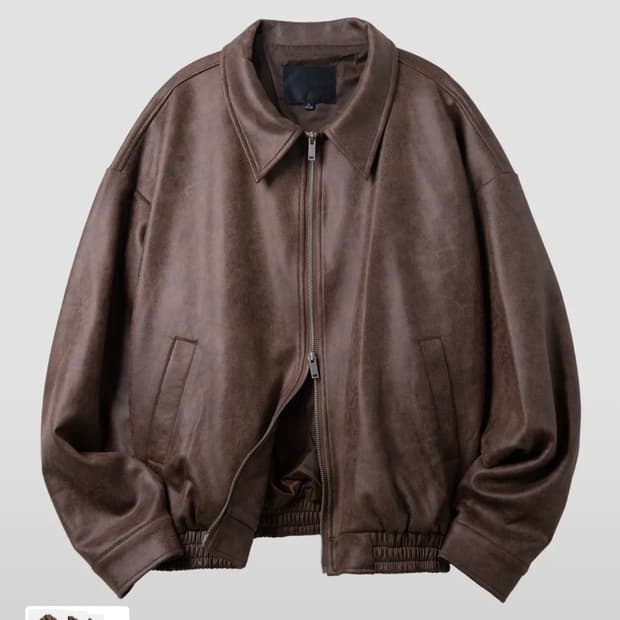 비건 스웨이드 오버핏 미니멀 인시전 스트레이트 집업 자켓 [브라운] 