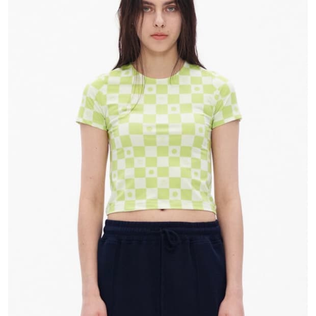 TheOpen Product/openyy 심볼 패턴 크롭 반팔