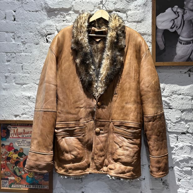 빈티지 양가죽,양털 100% 천연가죽 롱 무스탕