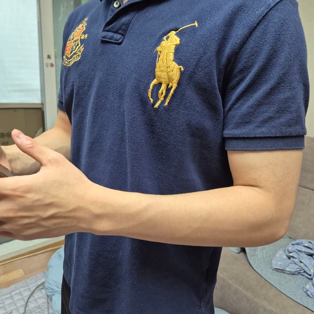 폴로 랄프로렌 빅포니 크레스트 반팔 카라티 네이비