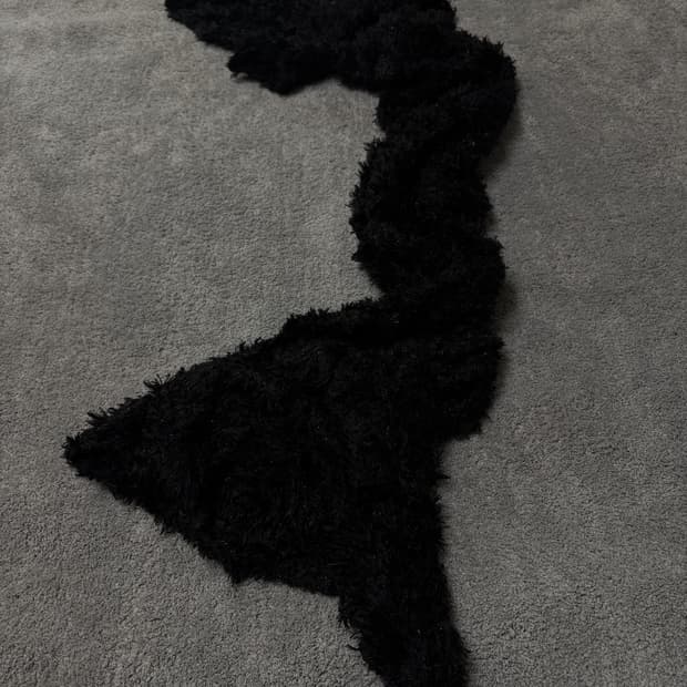 Vintage v-kei punk mood black Fur scarf