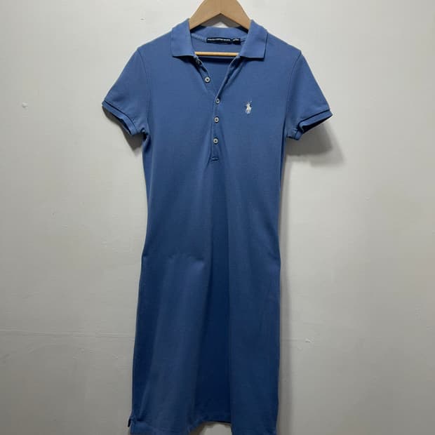 랄프로렌 폴로 여성 하늘색 셔츠 반팔 원피스 XS 실측 