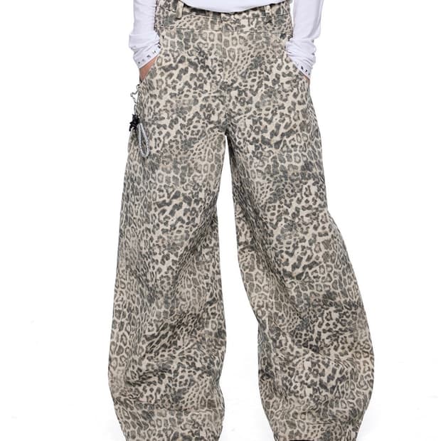 테스트메커니즘 레오파드 와이드 팬츠