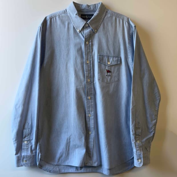 폴로 랄프로렌 로고 포켓 데님 긴팔 셔츠