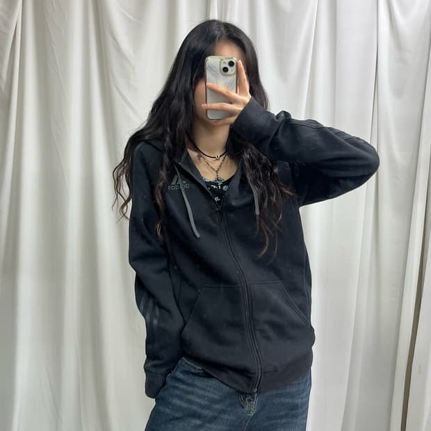 Adidas black hood zip-up