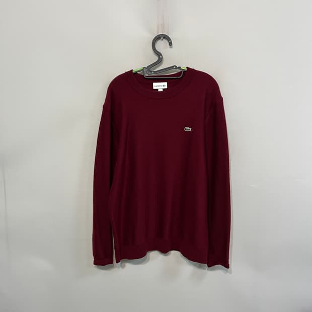 라코스테 남성 버건디 니트 100 