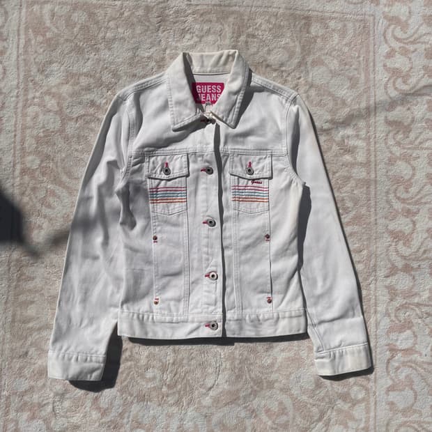 게스 히피 y2k 화이트 트러커자켓