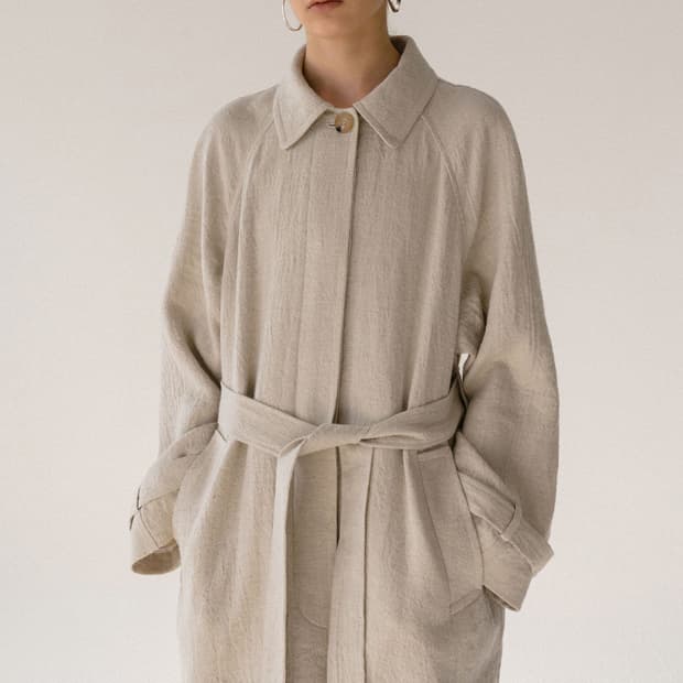 [OS] 아모멘토 린넨 싱글 트렌치코트 amomento