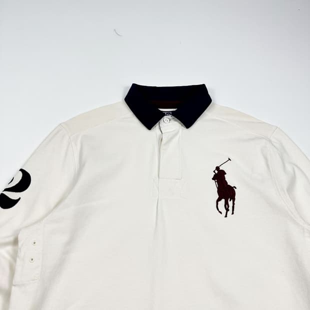 폴로 랄프로렌 포니 화이트 럭비티 맨투맨 (M)