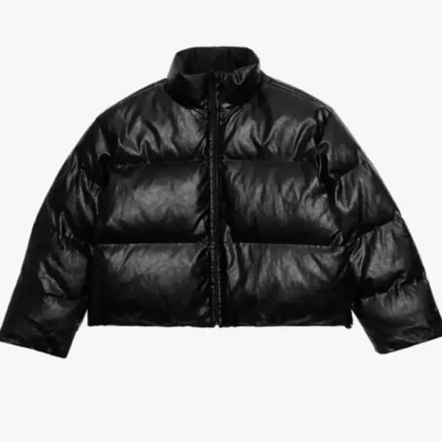 아모멘토 패딩 L 비건 레더 리버시블