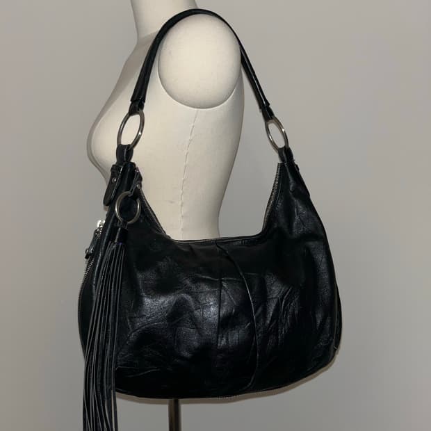 Japanese vintage all black shoulder bag