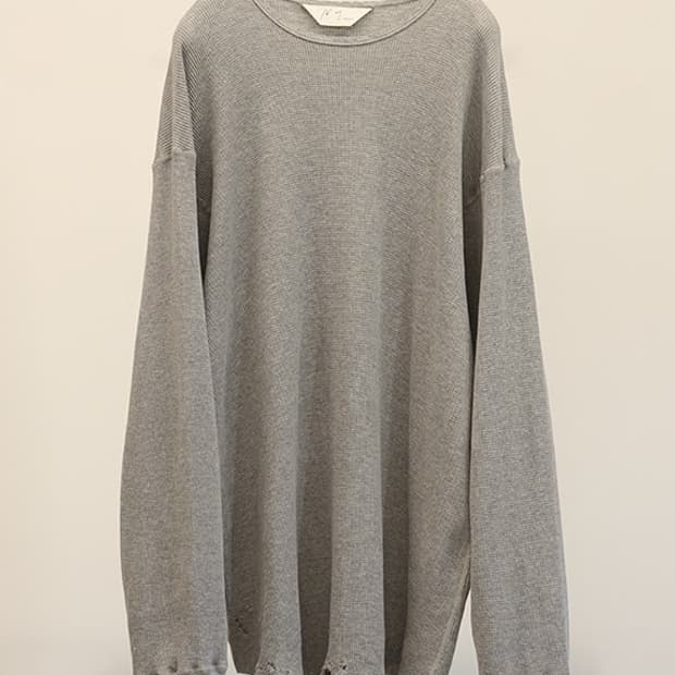 [2] 안셀름 데미지 와플 크루 롱슬리브 티셔츠