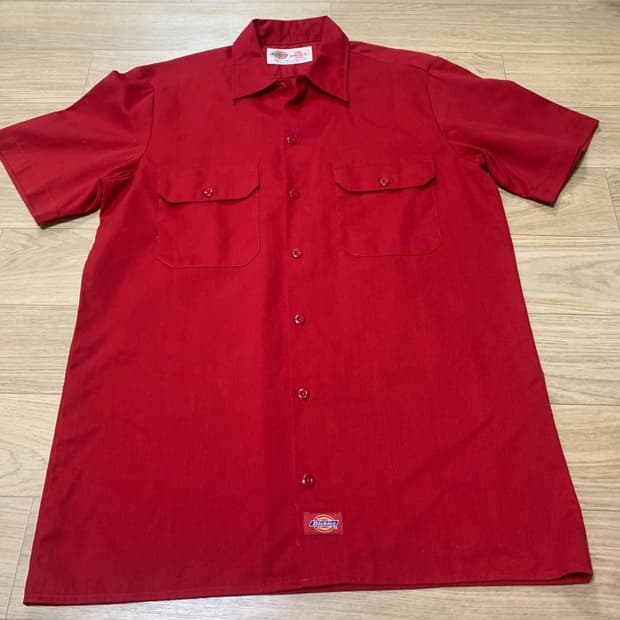 M)디키즈 dickies 플랩 포켓 레드 반팔 워크 셔츠