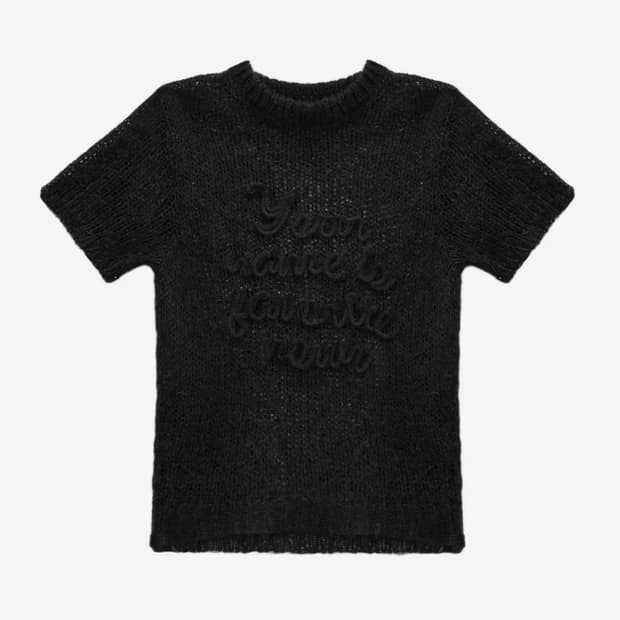 락케이크 시스루 반팔 니트 블랙