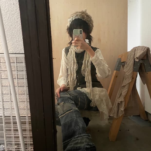 빈티지 히스테릭 무드 데님 패치 스트라이프 부츠컷 팬츠