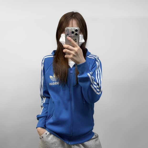 아디다스 후드플락 후드 트랙 져지 블루