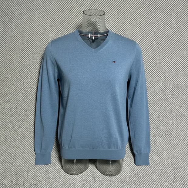 [M] Tommy 타미힐피거 하늘색 브이넥 니트