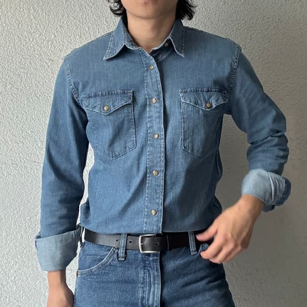 Wrangler 데님 웨스턴 셔츠