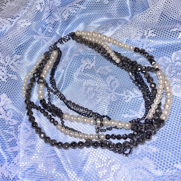 Vintage stud pearl necklace 갸루 진주 목걸이