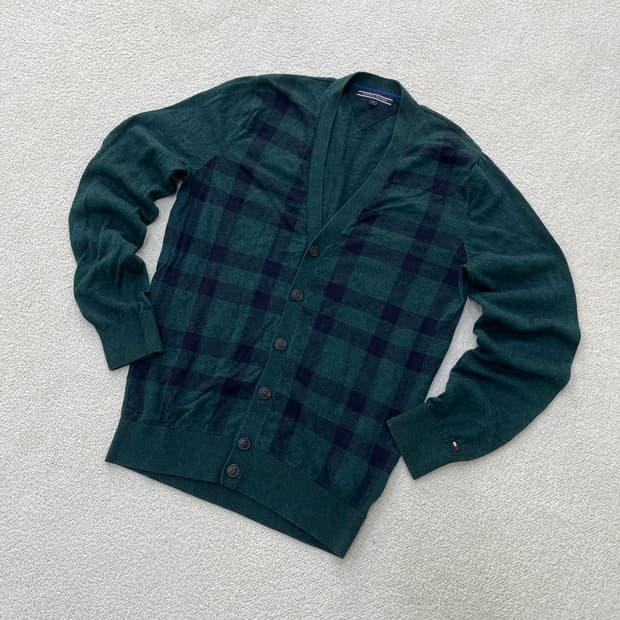 M 타미힐피거 체크 니트 가디건 0323M
