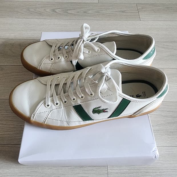 무료배송)) 라코스테 흰색 스니커즈 그린 스트라이프