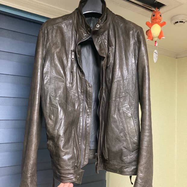 (L)빈티지 릭오웬스맛 오피움 슬림 레더자켓