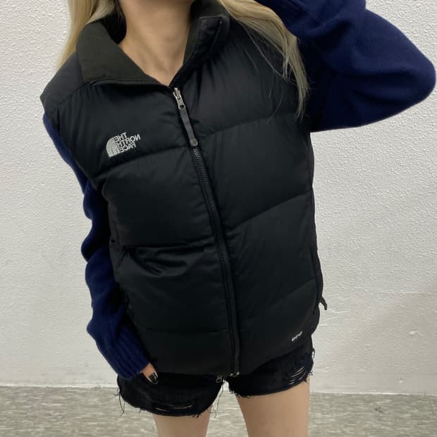 노스페이스 블랙 눕시 패딩조끼 S