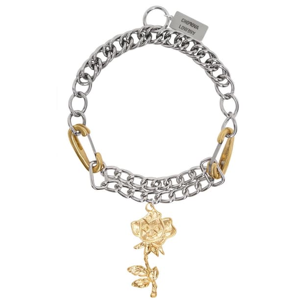 초포바 로위나 실버 앤 골드 로즈 목걸이