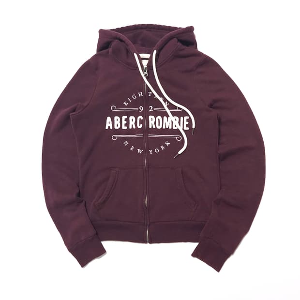 아베크롬비 스펠아웃 붙핏 후드 집업 자켓 버건디