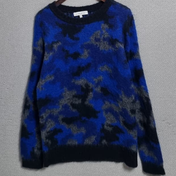 1사이즈) 산드로 블루 패턴 모헤어 니트