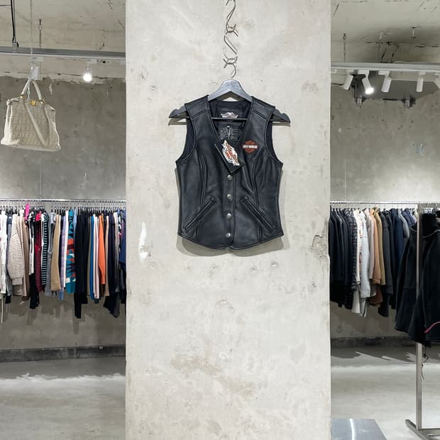 할리 데이비슨 블랙 카우 레더 베스트 