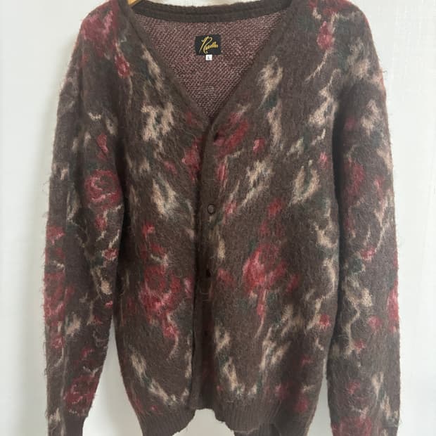 니들스 로즈다크 브라운 모헤어 가디건