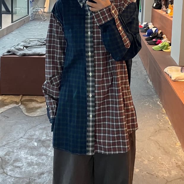 폴로랄프로렌 패치워크 체크 셔츠 H599