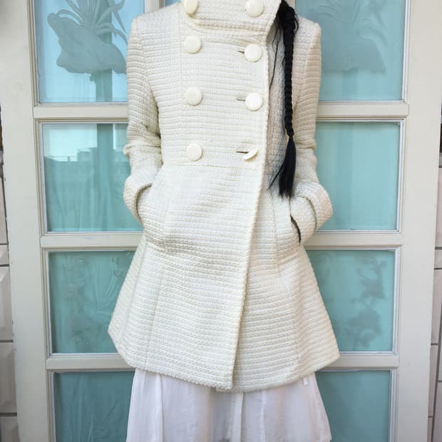 Double button high neck coat