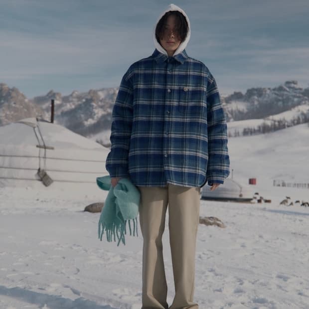 STU 패디드 체크 셔츠 L사이즈