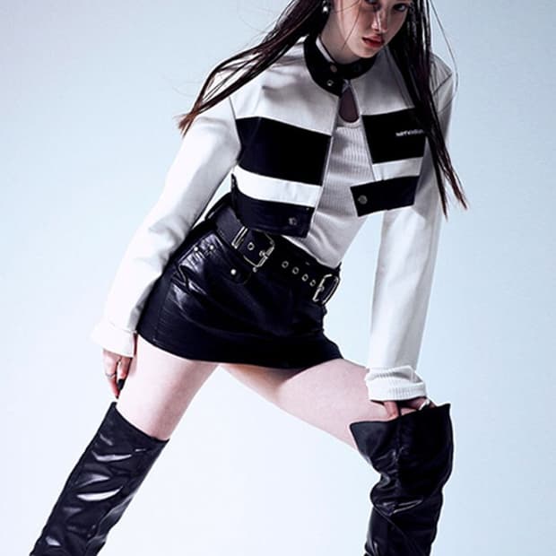 택붙은 미사용 notknowing 낫노잉 크롭 레더 레이싱 가죽 자켓