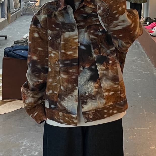 LOURDES 사슴 프린트 데님 자켓 H2017