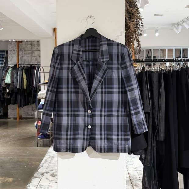 버버리 네이비 노바 체크 투버튼 자켓/스커트 (셋업) 